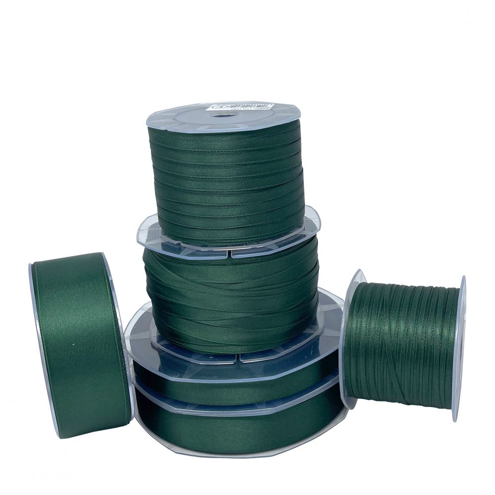 Dark green double satin ribbon